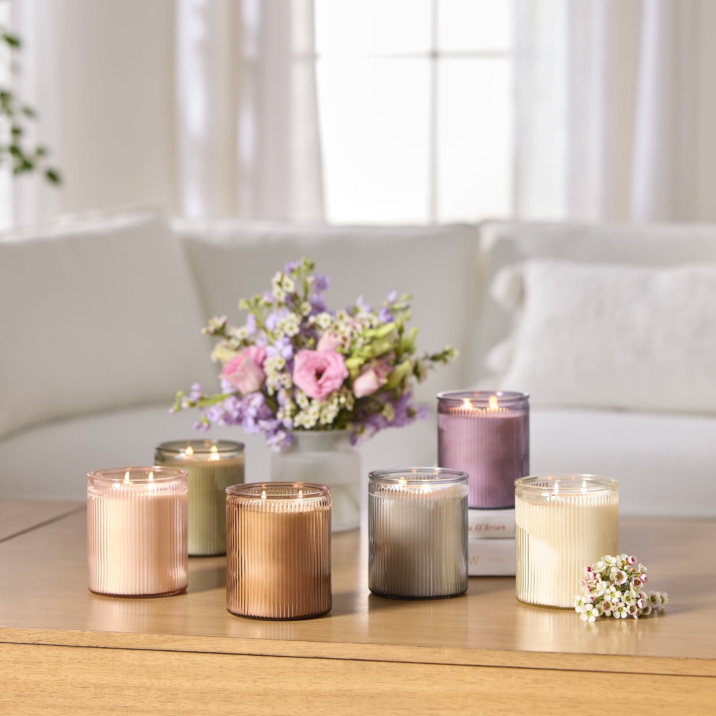Salted Coconut and Mahogany Scented 2-Wick 17.1Oz Ribbed Jar Candle