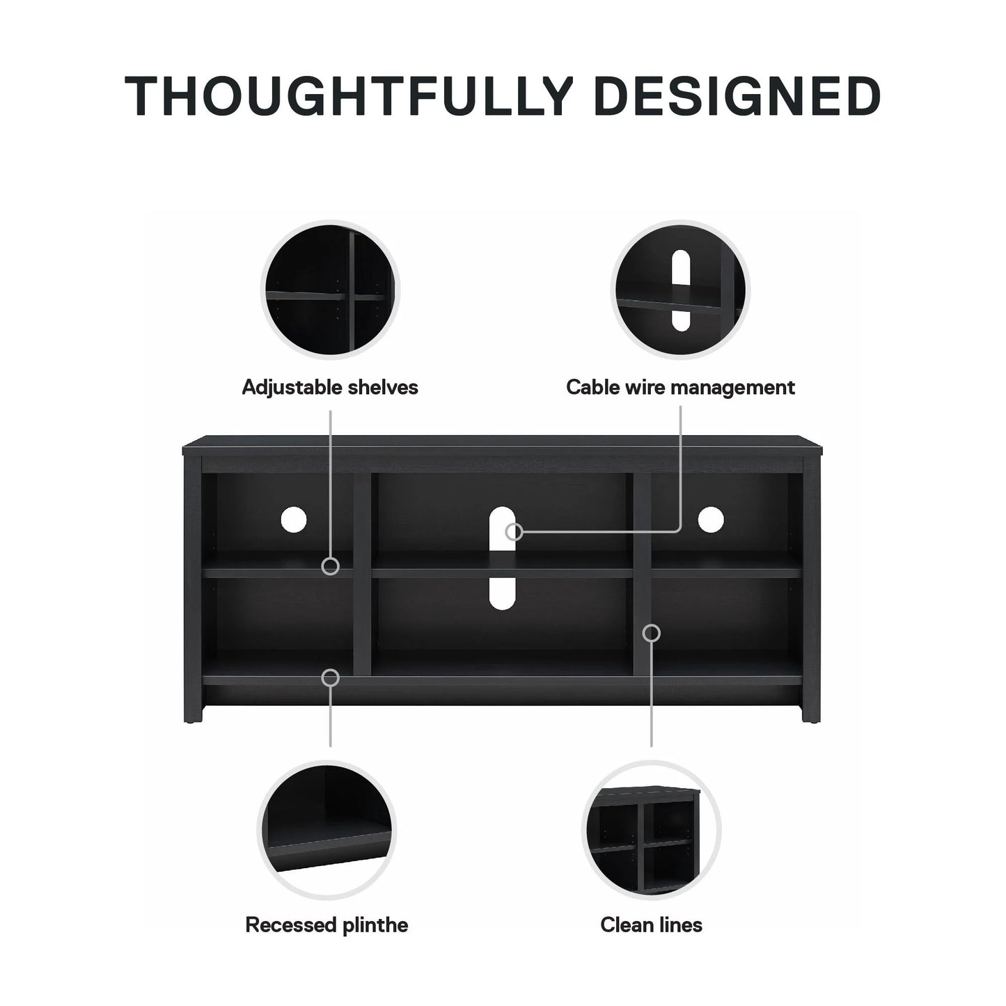 Parsons TV Stand for Tvs up to 50", Black Oak Finish