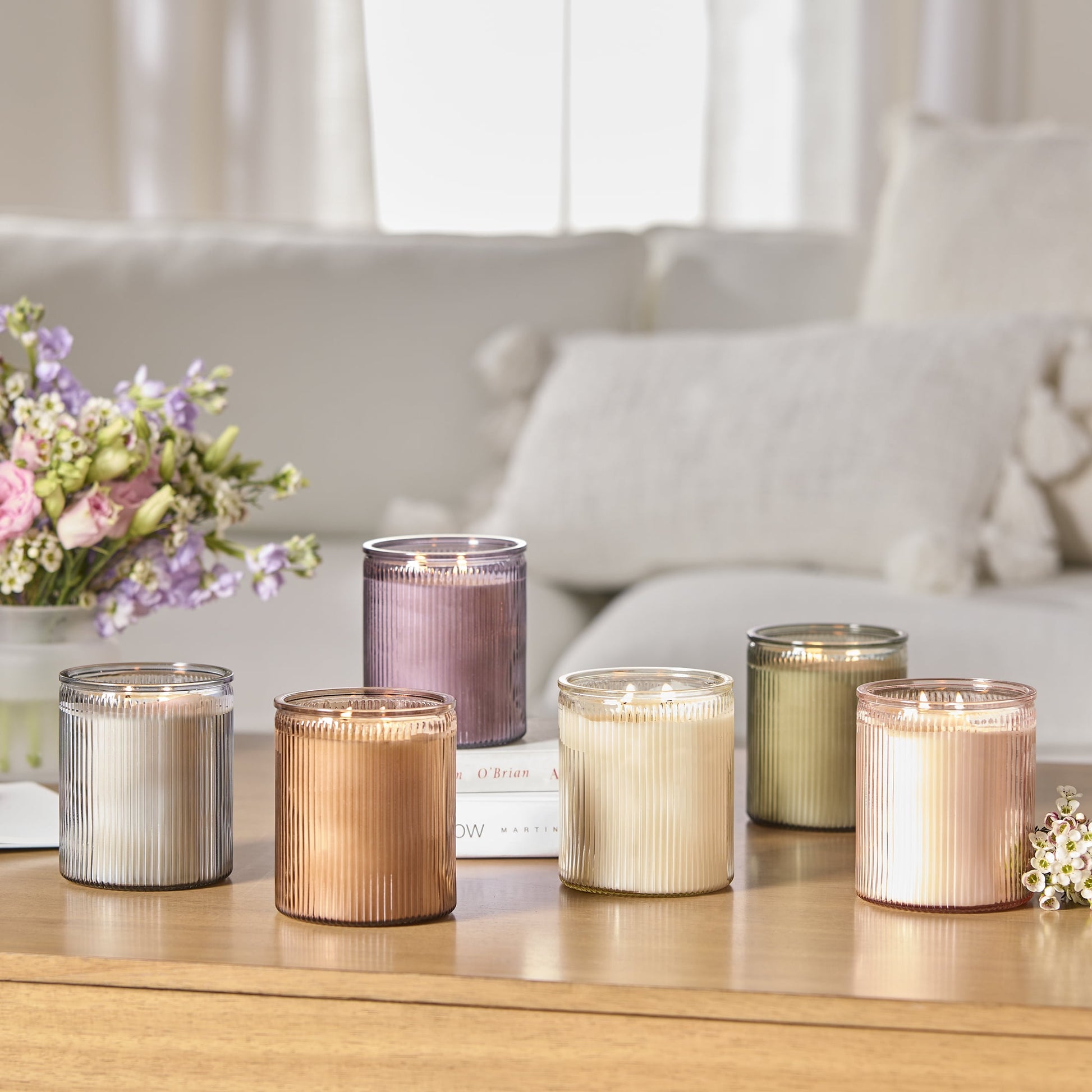Salted Coconut and Mahogany Scented 2-Wick 17.1Oz Ribbed Jar Candle