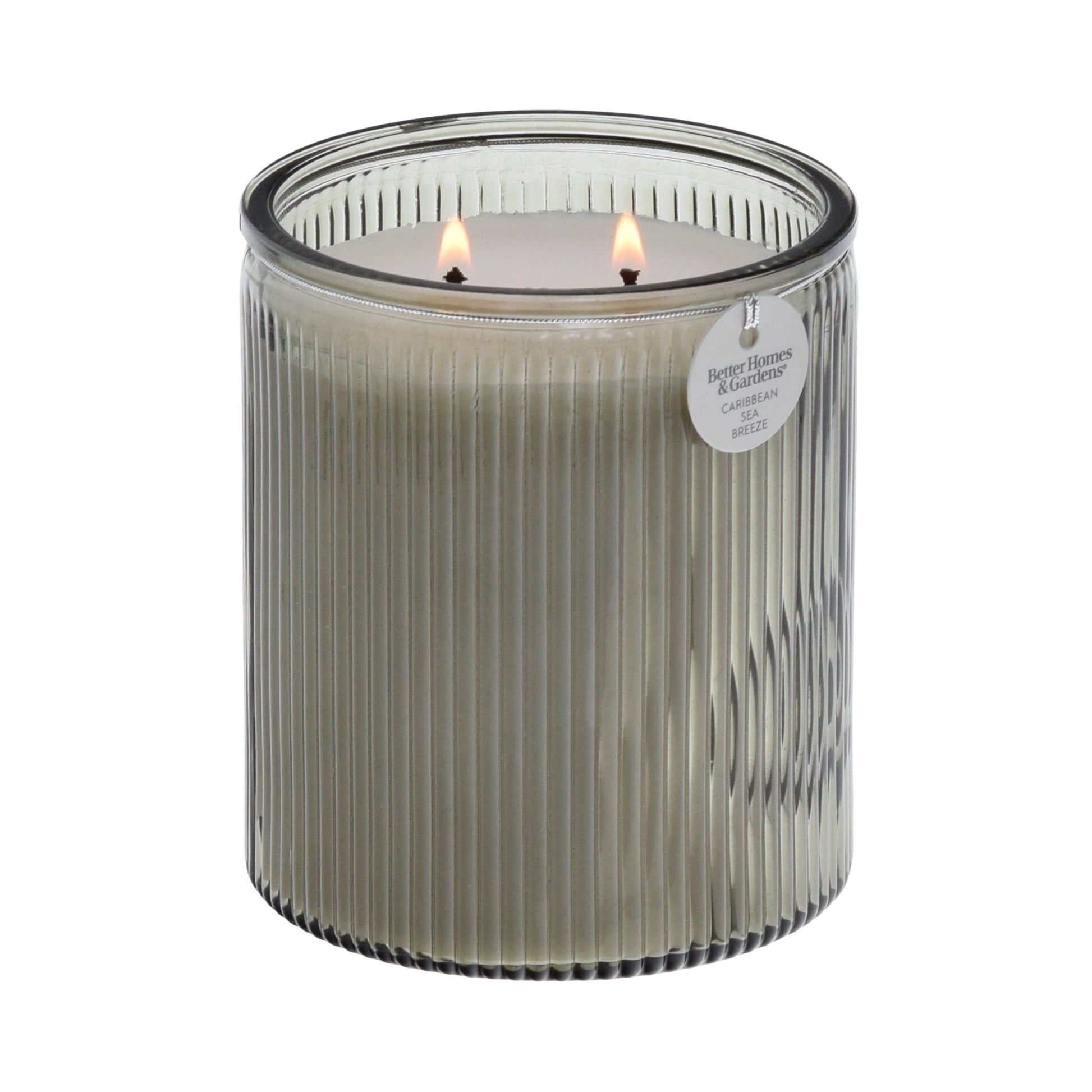 Salted Coconut and Mahogany Scented 2-Wick 17.1Oz Ribbed Jar Candle