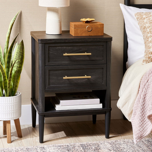 Oaklee 2-Drawer Nightstand, Charcoal Finish