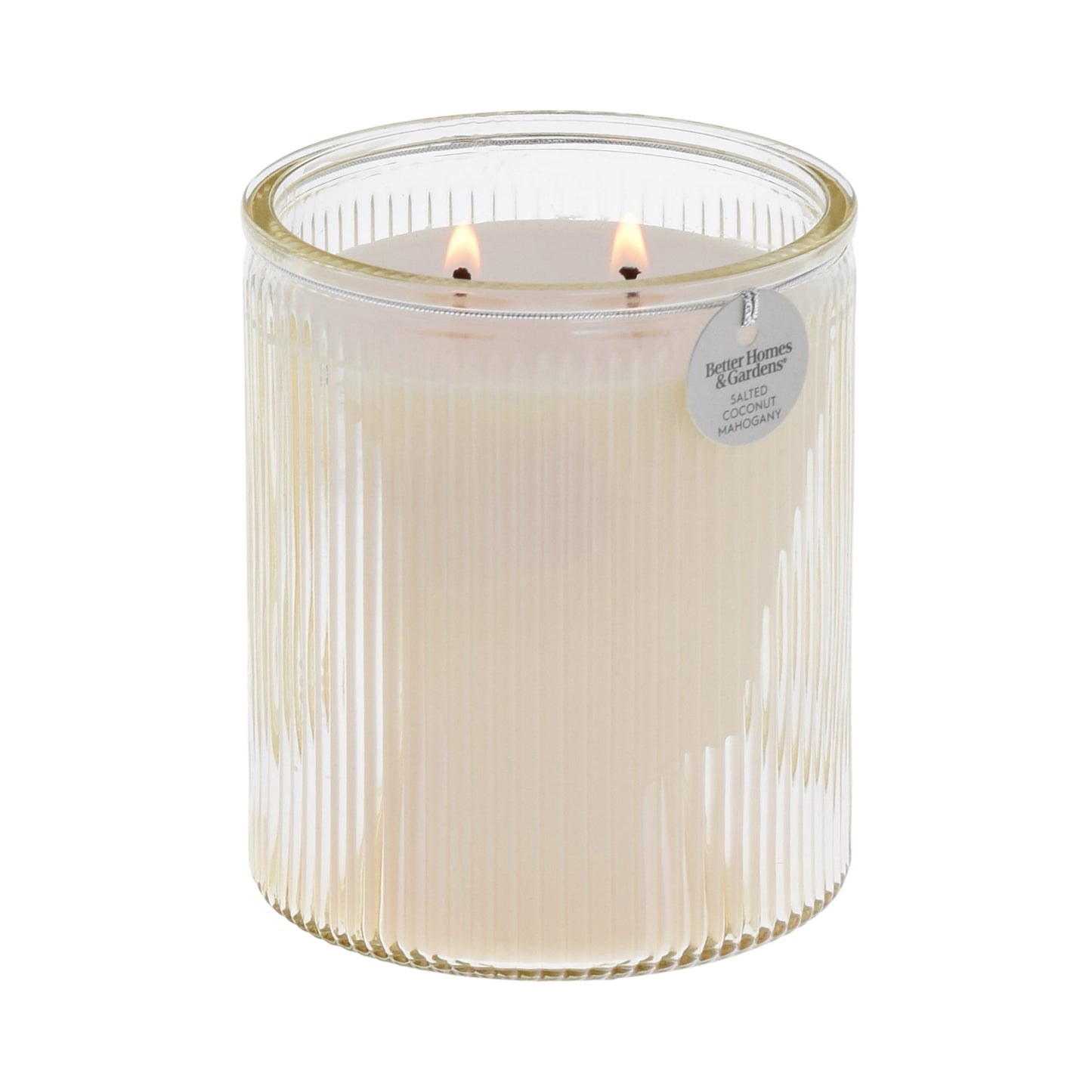 Salted Coconut and Mahogany Scented 2-Wick 17.1Oz Ribbed Jar Candle