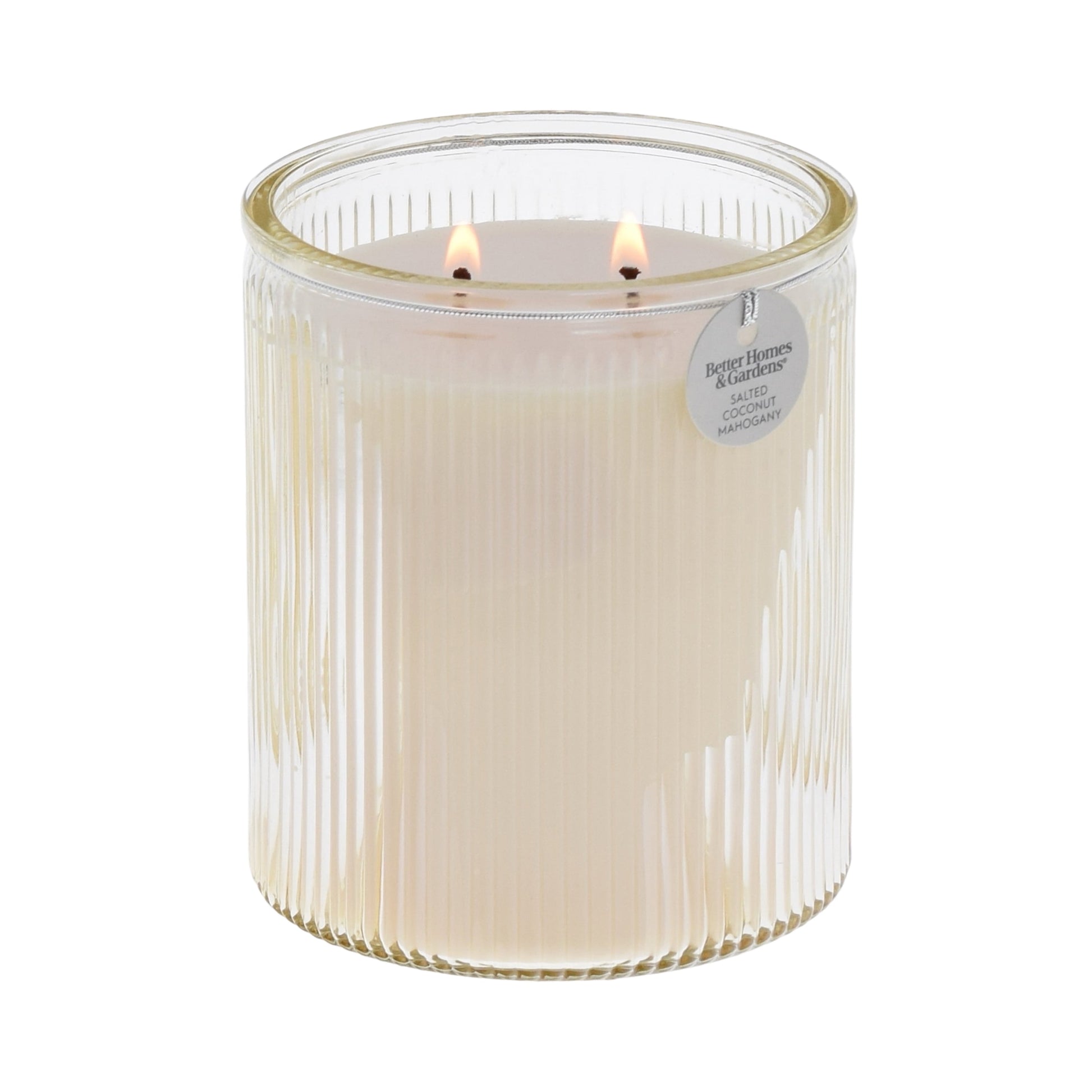 Salted Coconut and Mahogany Scented 2-Wick 17.1Oz Ribbed Jar Candle