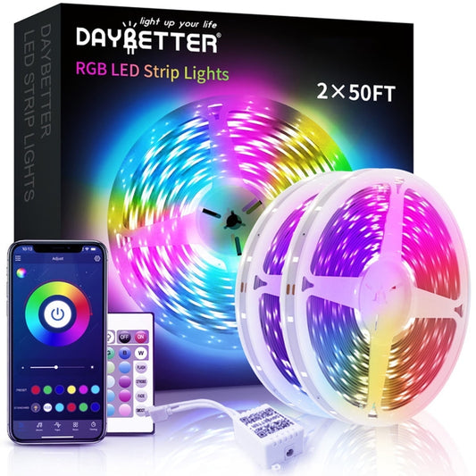 Led Strip Lights, 100Ft Light Strips with App Control Remote,Rgb Led Lights for Bedroom, Music Sync Color Changing Lights for Room Party