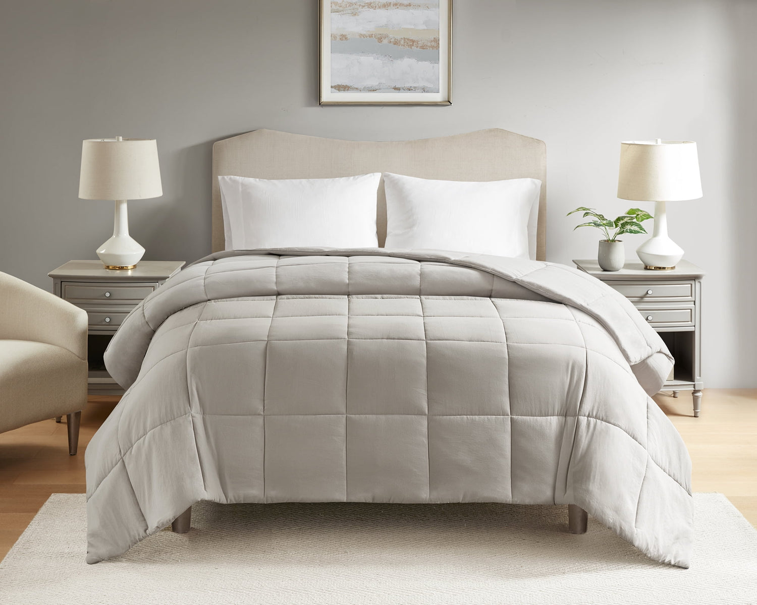down Alternative Comforter, White, Full/Queen, All Ages, All Season, Unisex