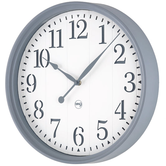 Indoor 15" Gray and White Arabic Farmhouse Analog Wall Clock