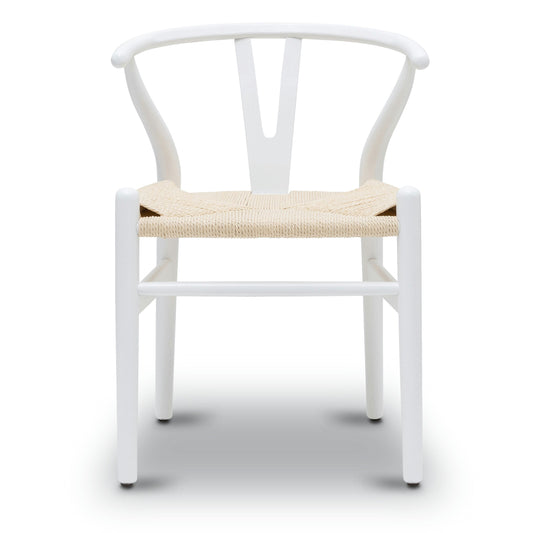Poly and Bark  Weave Chairs - Solid Wood Frame (Set of 2) White White Finish